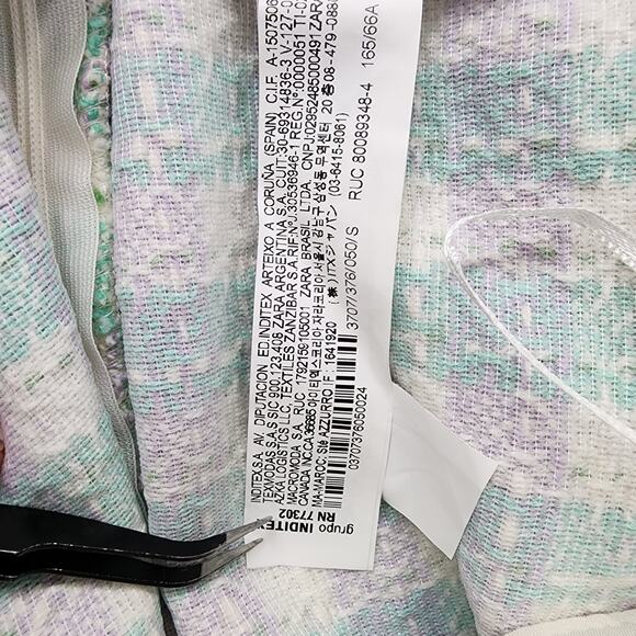 ZARA Skort Womens Blue Purple Plaid Textured Tweed Shorts High Waist Skirt Zip - Picture 6 of 12